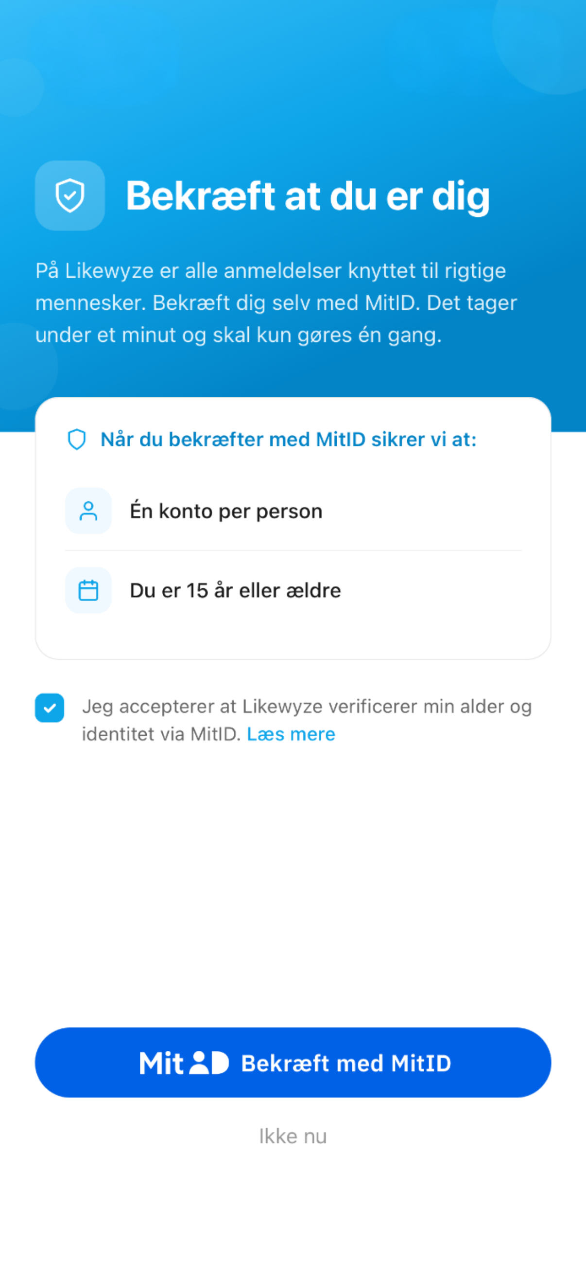 MitID verifikation i Likewyze